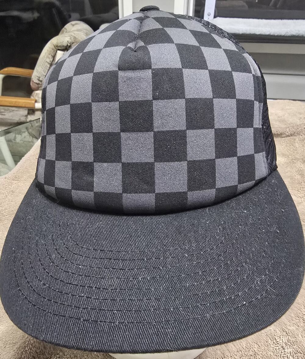 Trucker Hat Snapback Mesh Gray Black Check